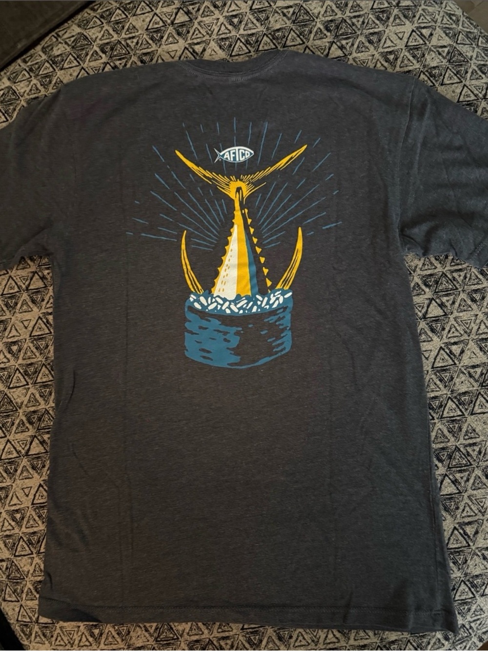 Men's Charcoal Short-Sleeve AFTCO fishing Crewneck T-Shirt